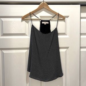 LOFT Spaghetti Strap Navy and White Blouse